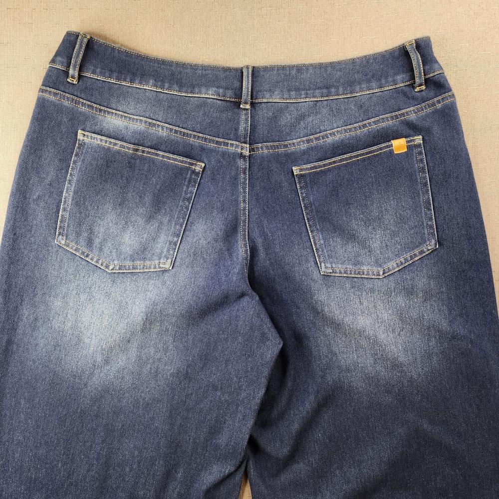 Halara Wide Leg Jeans Womens Large Tall Blue Denim Crossover Waist NWT 02710762 - Picture 8 of 11